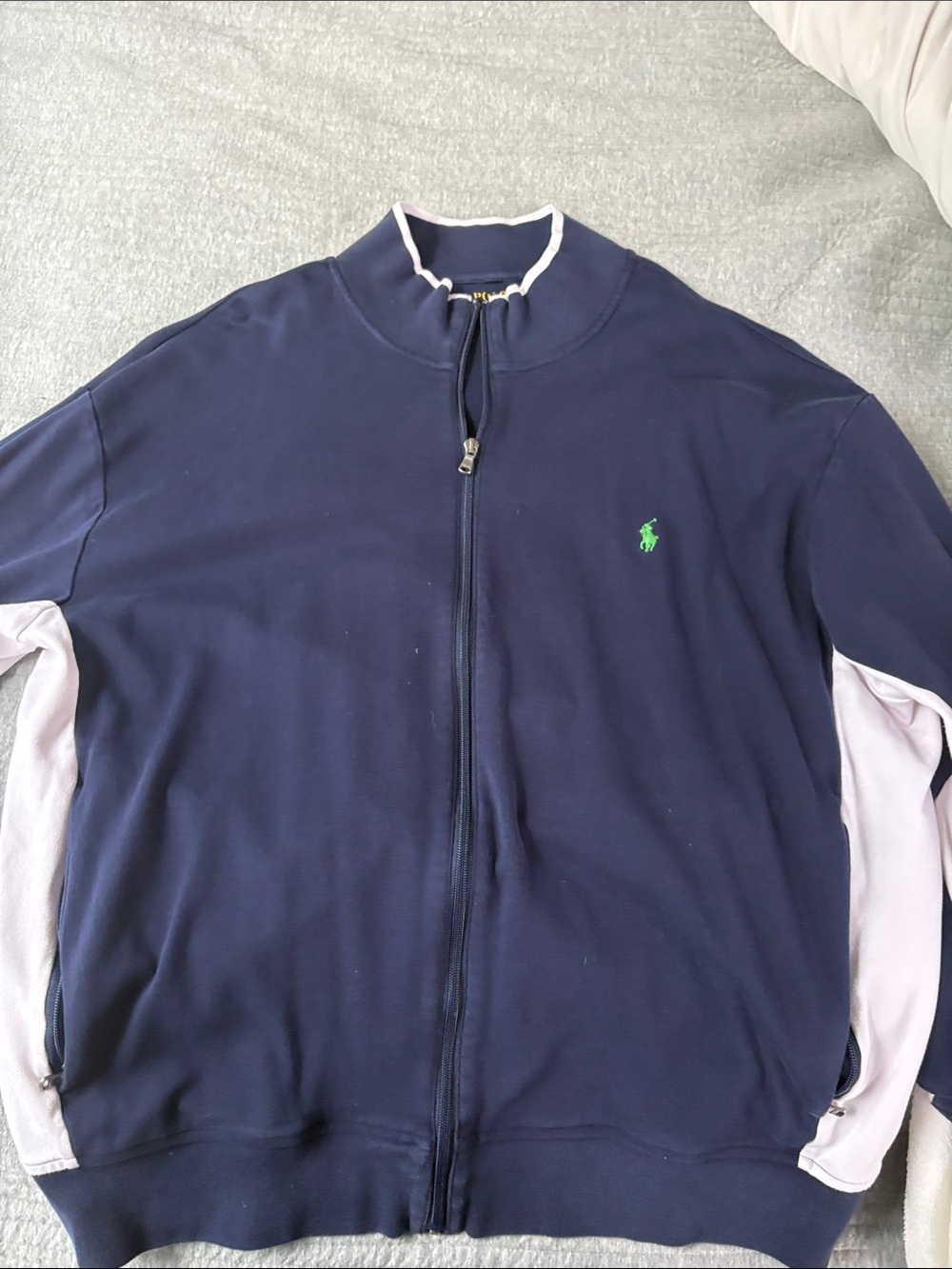 Polo by Ralph Lauren Navy Full-Zip Men's Sweater with Green Logo